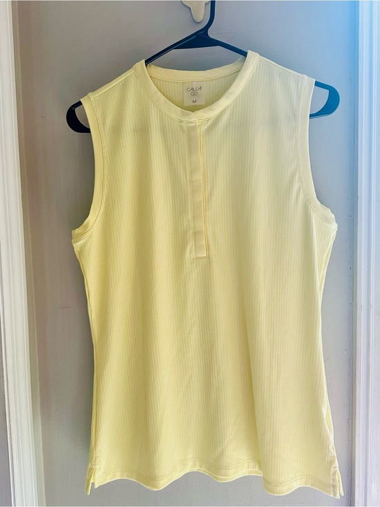 CALIA by Carrie Underwood Tops - CALIA by Carrie Underwood Pale Yellow Ribbed Henley Tank